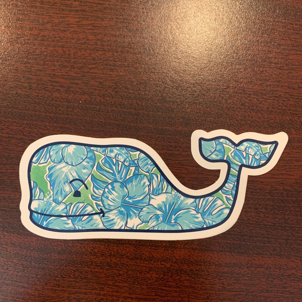 Vineyard Vines Blue Hibiscus Floral Whale Logo Sticker Decal #EDSFTG